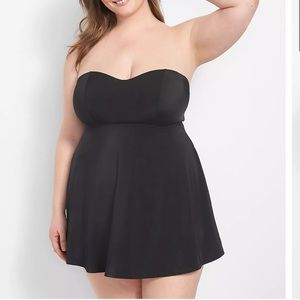 Swim by Cacique Lightly Lined No Wire Strapless Swim Dress in Black SZ 34 NWT